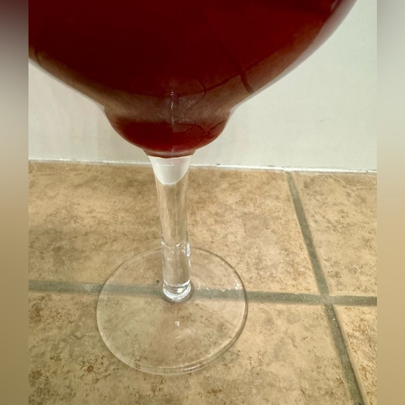 Red Glass Hurricane Candle Holder The Second - Picture 6 of 10